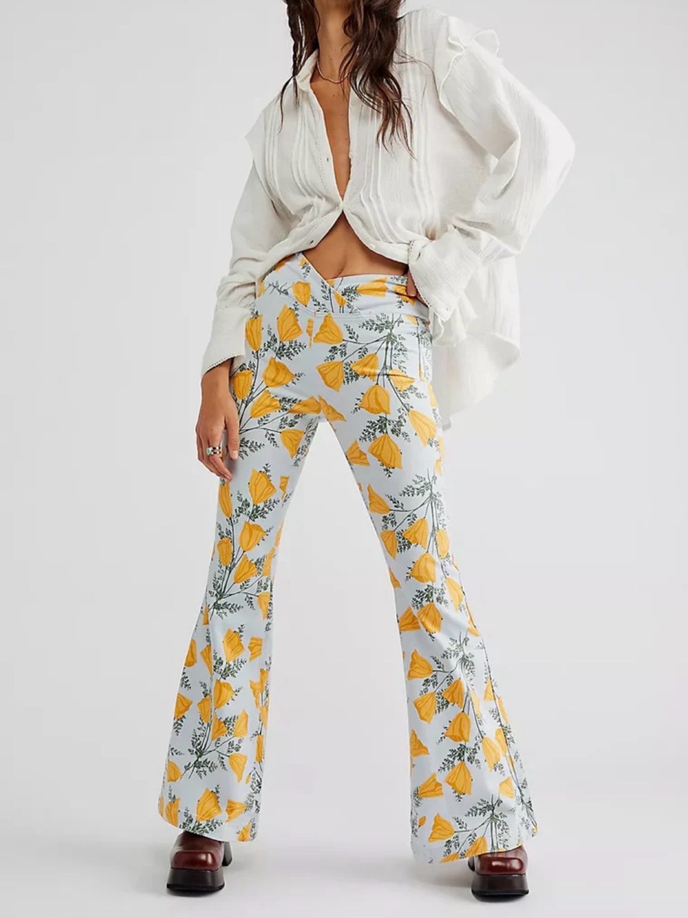 We The Free Yellow and Green Floral Pants